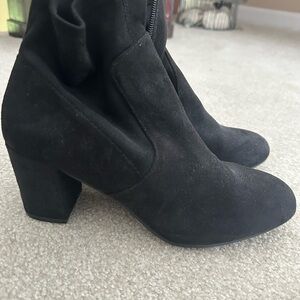 Matisse Black Suede Heeled Boots with Chunky Heel